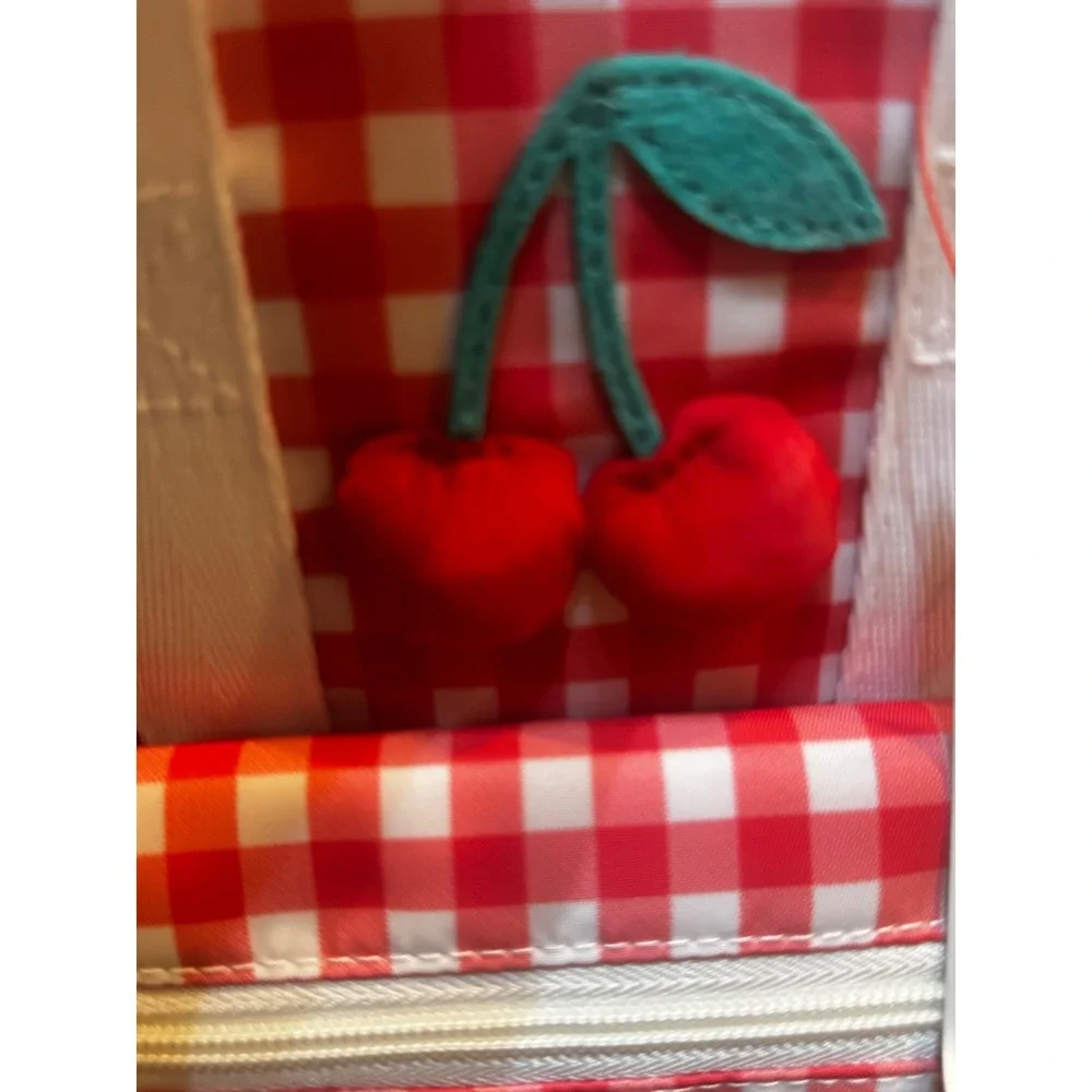 Cat & Jack Kids Mini Backpack Red White Gingham Cherry Applique Toddler Bag NWT
